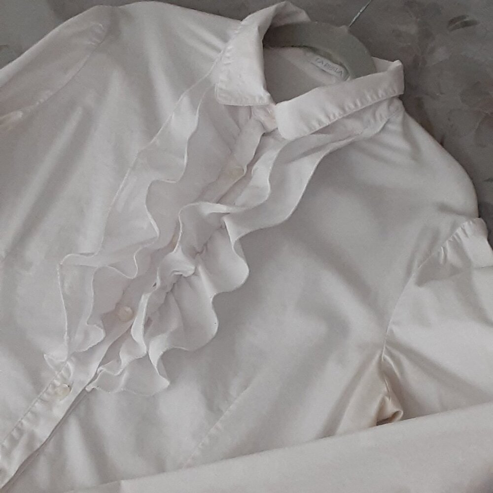 La Perla white cotton ruffle blouse girls sz 10 made in Italy